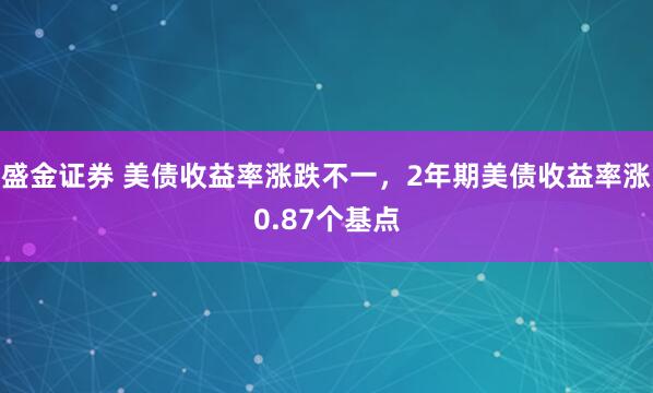 盛金证券 美债收益率涨跌不一，2年期美债收益率涨0.87个基点