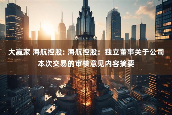大赢家 海航控股: 海航控股：独立董事关于公司本次交易的审核意见内容摘要