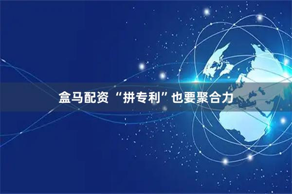 盒马配资 “拼专利”也要聚合力